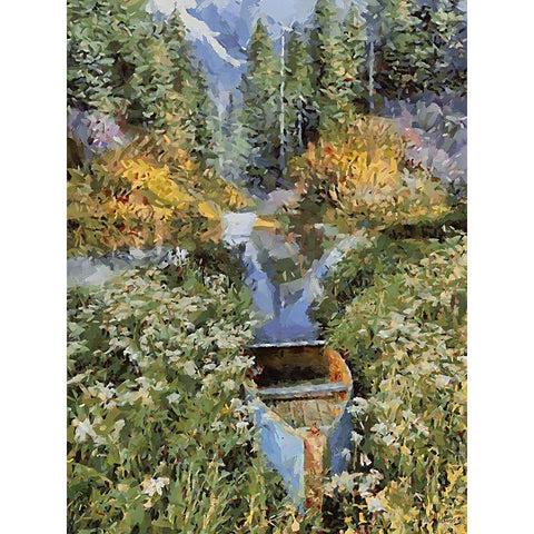 Landscapes in Monet Style XV White Modern Wood Framed Art Print by Medeiros, Celito