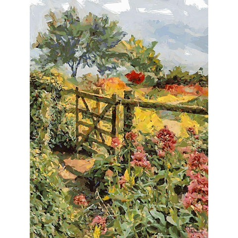 Landscapes in Monet Style XVII White Modern Wood Framed Art Print by Medeiros, Celito