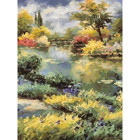 Landscapes in Monet Style XIX Black Modern Wood Framed Art Print with Double Matting by Medeiros, Celito