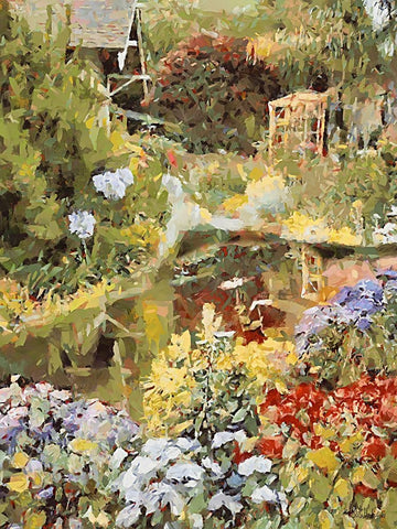 Landscapes in Monet StyleXXI White Modern Wood Framed Art Print with Double Matting by Medeiros, Celito
