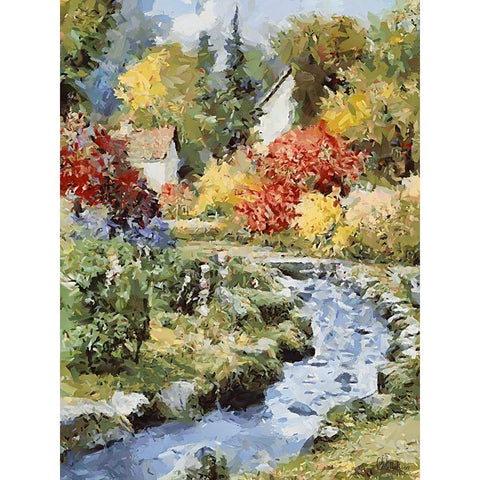 Landscapes in Monet Style XXII White Modern Wood Framed Art Print by Medeiros, Celito