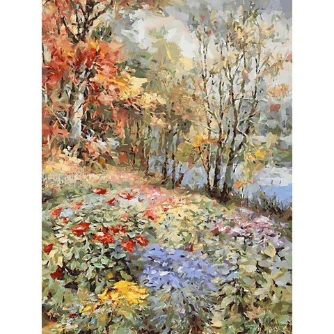 Landscapes in Monet Style XXV White Modern Wood Framed Art Print by Medeiros, Celito