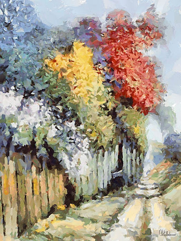 Landscapes in Monet Style XXVIII White Modern Wood Framed Art Print with Double Matting by Medeiros, Celito