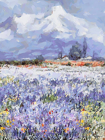 Landscapes in Monet Style XXX White Modern Wood Framed Art Print with Double Matting by Medeiros, Celito