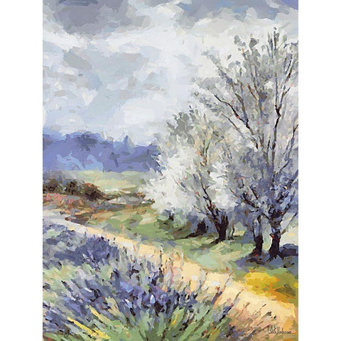 Landscapes in Monet Style XXXII Black Modern Wood Framed Art Print with Double Matting by Medeiros, Celito