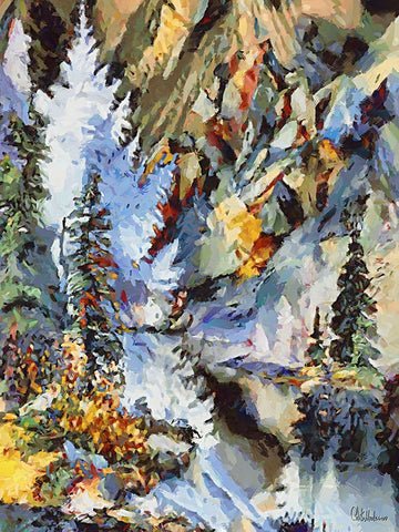 Landscapes in Monet Style XXXIV White Modern Wood Framed Art Print with Double Matting by Medeiros, Celito