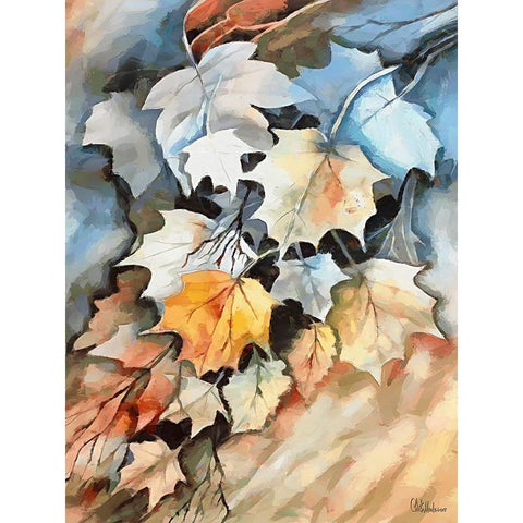 Autumn Leaves I White Modern Wood Framed Art Print by Medeiros, Celito