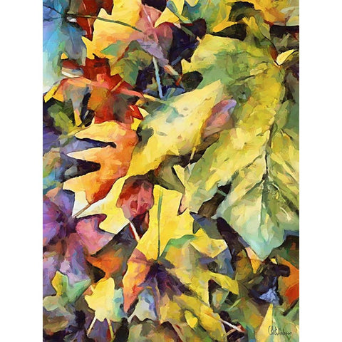 Autumn Leaves II White Modern Wood Framed Art Print by Medeiros, Celito