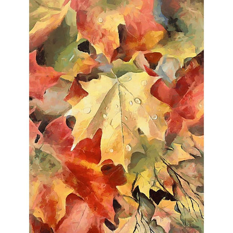 Autumn Leaves III White Modern Wood Framed Art Print by Medeiros, Celito