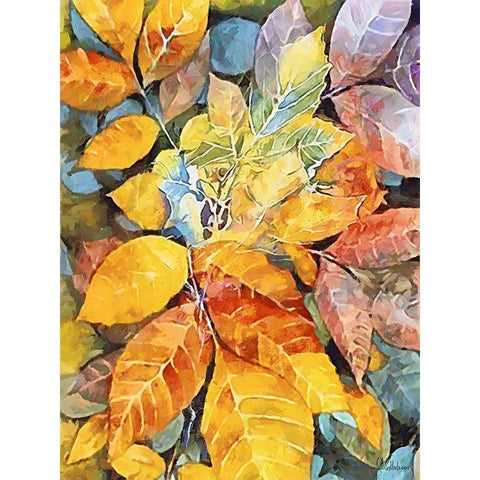 Autumn Leaves IV Gold Ornate Wood Framed Art Print with Double Matting by Medeiros, Celito