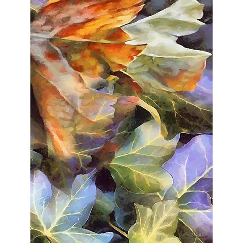 Autumn Leaves V Black Modern Wood Framed Art Print with Double Matting by Medeiros, Celito