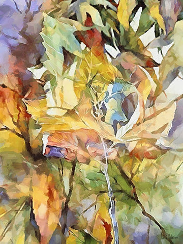 Autumn Leaves VI White Modern Wood Framed Art Print with Double Matting by Medeiros, Celito