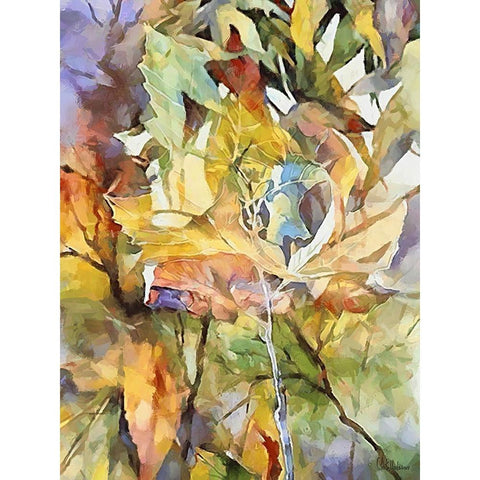 Autumn Leaves VI Gold Ornate Wood Framed Art Print with Double Matting by Medeiros, Celito