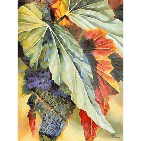 Autumn Leaves VII White Modern Wood Framed Art Print by Medeiros, Celito