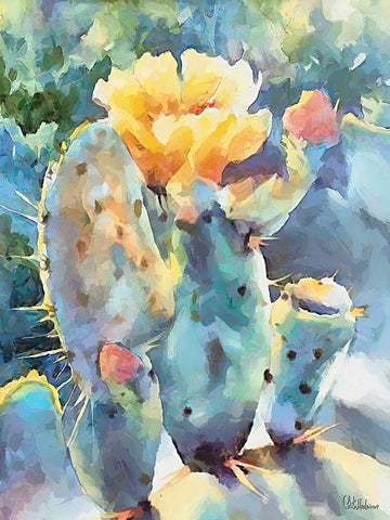 Cactus I White Modern Wood Framed Art Print with Double Matting by Medeiros, Celito
