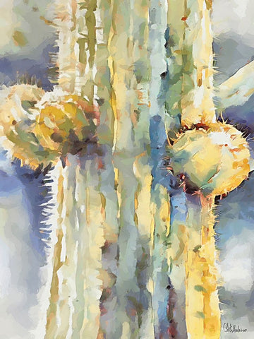 Cactus III Black Ornate Wood Framed Art Print with Double Matting by Medeiros, Celito