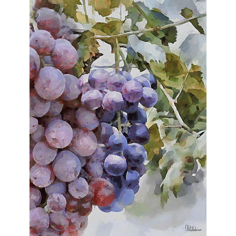 Grapes I White Modern Wood Framed Art Print by Medeiros, Celito