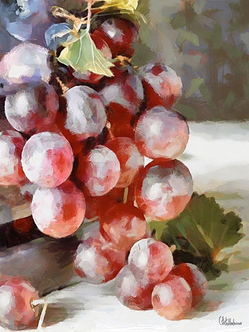 Grapes II White Modern Wood Framed Art Print with Double Matting by Medeiros, Celito