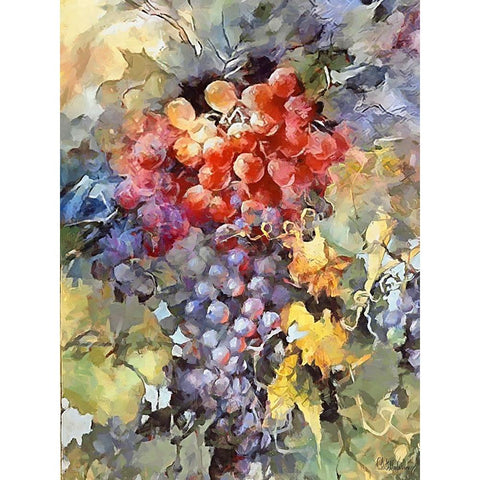 Grapes V Black Modern Wood Framed Art Print with Double Matting by Medeiros, Celito