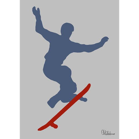 Red Skateboard Gold Ornate Wood Framed Art Print with Double Matting by Medeiros, Celito