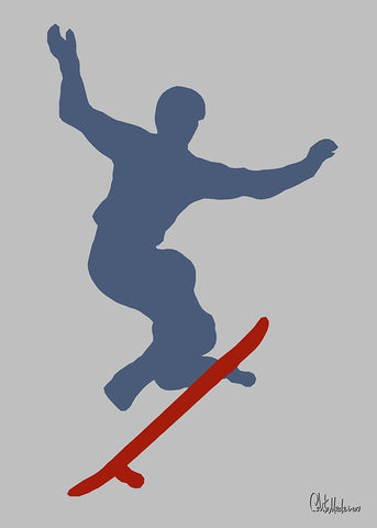 Red Skateboard Black Ornate Wood Framed Art Print with Double Matting by Medeiros, Celito