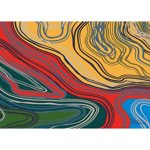 A Game with Abstract Shapes XLV Black Modern Wood Framed Art Print with Double Matting by Medeiros, Celito