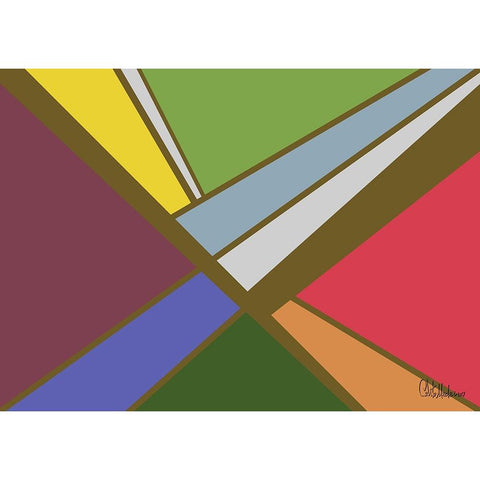 A Game with Abstract Shapes XLVII Gold Ornate Wood Framed Art Print with Double Matting by Medeiros, Celito