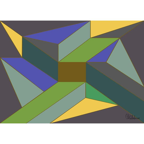 A Game with Abstract Shapes XLVIII Gold Ornate Wood Framed Art Print with Double Matting by Medeiros, Celito