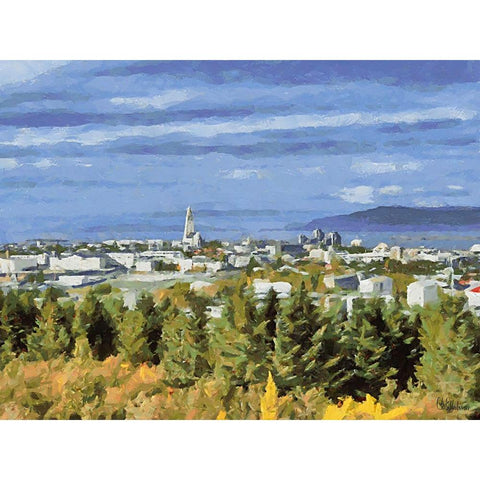 Beautiful nature in Iceland III White Modern Wood Framed Art Print by Medeiros, Celito