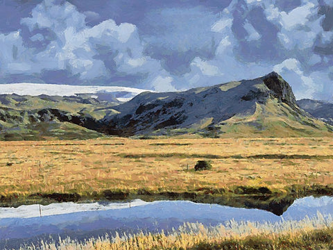 Beautiful nature in Iceland XIX Black Ornate Wood Framed Art Print with Double Matting by Medeiros, Celito