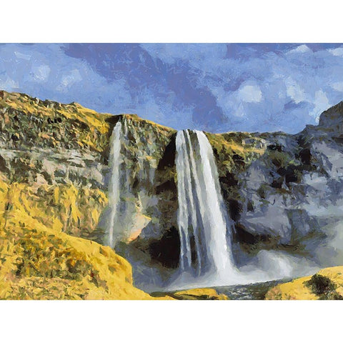 Beautiful nature in Iceland XL Gold Ornate Wood Framed Art Print with Double Matting by Medeiros, Celito