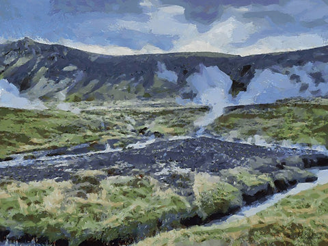 Beautiful nature in Iceland IL Black Ornate Wood Framed Art Print with Double Matting by Medeiros, Celito