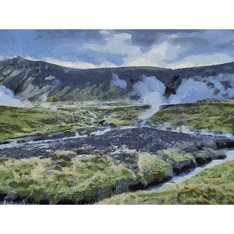 Beautiful nature in Iceland IL Gold Ornate Wood Framed Art Print with Double Matting by Medeiros, Celito