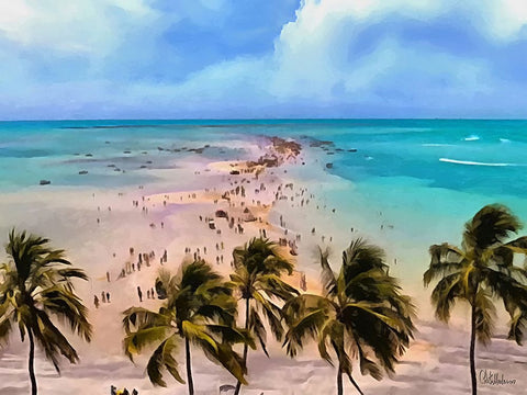 Endless Beach Black Ornate Wood Framed Art Print with Double Matting by Medeiros, Celito