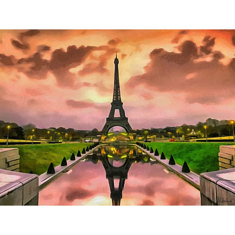 Eiffel Tower in Paris Gold Ornate Wood Framed Art Print with Double Matting by Medeiros, Celito