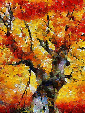 Collectio of Bloomin and Autumn Trees II White Modern Wood Framed Art Print with Double Matting by Medeiros, Celito