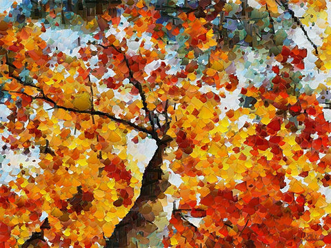 Collectio of Bloomin and Autumn Trees V White Modern Wood Framed Art Print with Double Matting by Medeiros, Celito