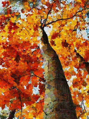 Collectio of Bloomin and Autumn Trees VI Black Ornate Wood Framed Art Print with Double Matting by Medeiros, Celito