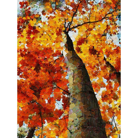 Collectio of Bloomin and Autumn Trees VI Black Modern Wood Framed Art Print by Medeiros, Celito