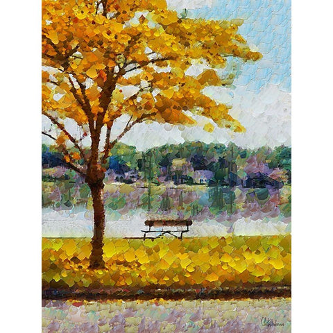 Collectio of Bloomin and Autumn Trees XIII Black Modern Wood Framed Art Print with Double Matting by Medeiros, Celito