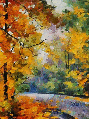 Collectio of Bloomin and Autumn Trees XIV Black Ornate Wood Framed Art Print with Double Matting by Medeiros, Celito