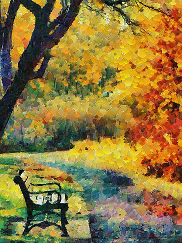 Collectio of Bloomin and Autumn Trees XV White Modern Wood Framed Art Print with Double Matting by Medeiros, Celito