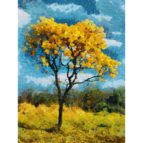 Collectio of Bloomin and Autumn Trees XVII Black Modern Wood Framed Art Print by Medeiros, Celito