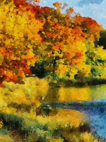 Collectio of Bloomin and Autumn Trees XX White Modern Wood Framed Art Print with Double Matting by Medeiros, Celito
