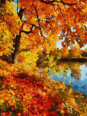 Collectio of Bloomin and Autumn Trees XXIV White Modern Wood Framed Art Print with Double Matting by Medeiros, Celito