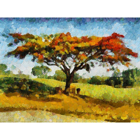 Collectio of Bloomin and Autumn Trees XXV Gold Ornate Wood Framed Art Print with Double Matting by Medeiros, Celito