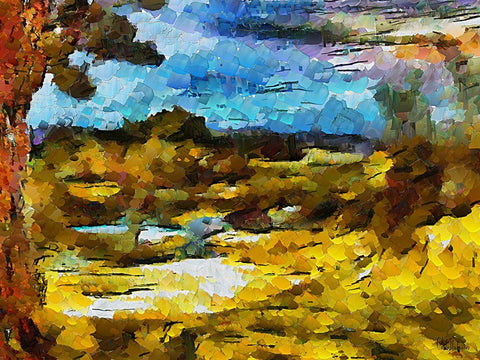 Collectio of Bloomin and Autumn Trees XXIX White Modern Wood Framed Art Print with Double Matting by Medeiros, Celito