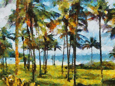 Collectio of Bloomin and Autumn Trees XXXIV White Modern Wood Framed Art Print with Double Matting by Medeiros, Celito