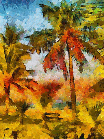 Collectio of Bloomin and Autumn Trees XXXVI White Modern Wood Framed Art Print with Double Matting by Medeiros, Celito