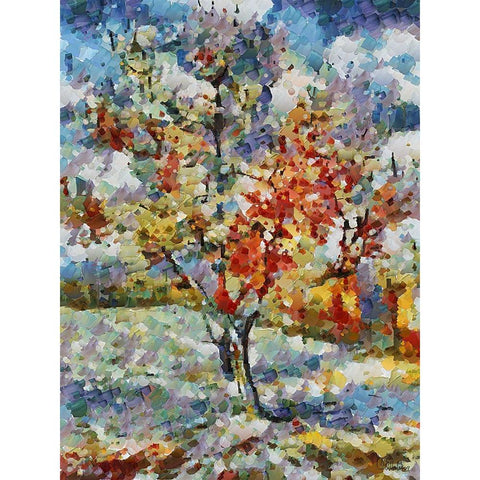 Collectio of Bloomin and Autumn Trees XXXIX Black Modern Wood Framed Art Print with Double Matting by Medeiros, Celito